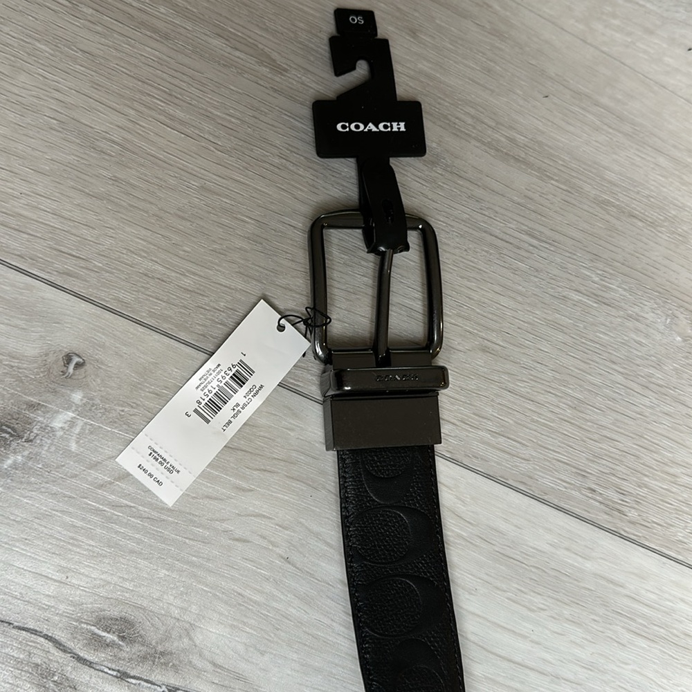 Coach Harness Buckle Cut To Size Reversible Belt Black 50" New‎ With Tags - Picture 6 of 8